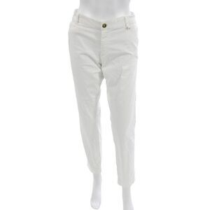 Masons Women Cropped Ankle Chino White Button Cotton Polyester Size 44